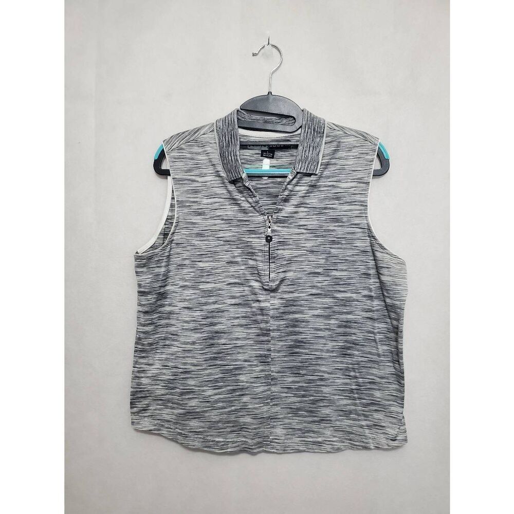 Jamie Sadock 100% Cotton Space Dye Grey Collared Quarter Zip Golf Tank Top Sport